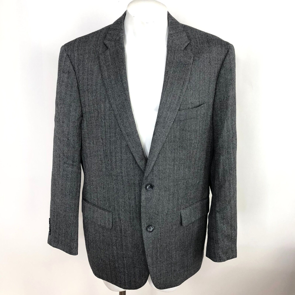 Joseph & Feiss Gold Luxury Wool Classic Fit 44 R Wool Sport Coat Herringbone